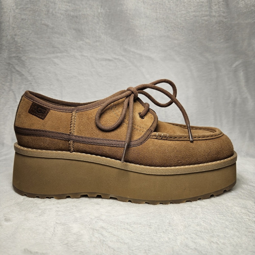 New UGG Cityfunc Lace Platform Sneakers Chestnut Suede Women's 8 (Tiny Defect) - Picture 10 of 12